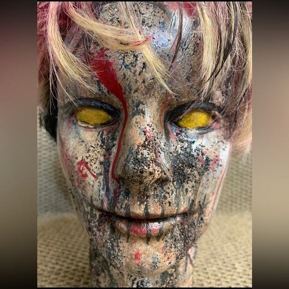 OOAK Creepy Halloween Doll Head, Haunted Dolls Head. Demon, One Of A Kind. - Picture 2 of 8